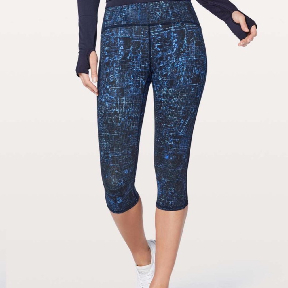 Lululemon Train Times Crop Leggings in City Lights Multi Black/ Black